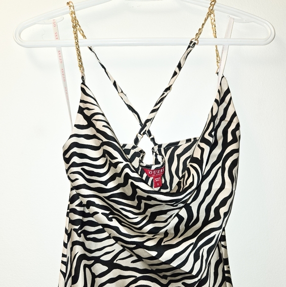 GUESS Zebra Print Silk Slip Dress Size Small - Picture 5 of 6